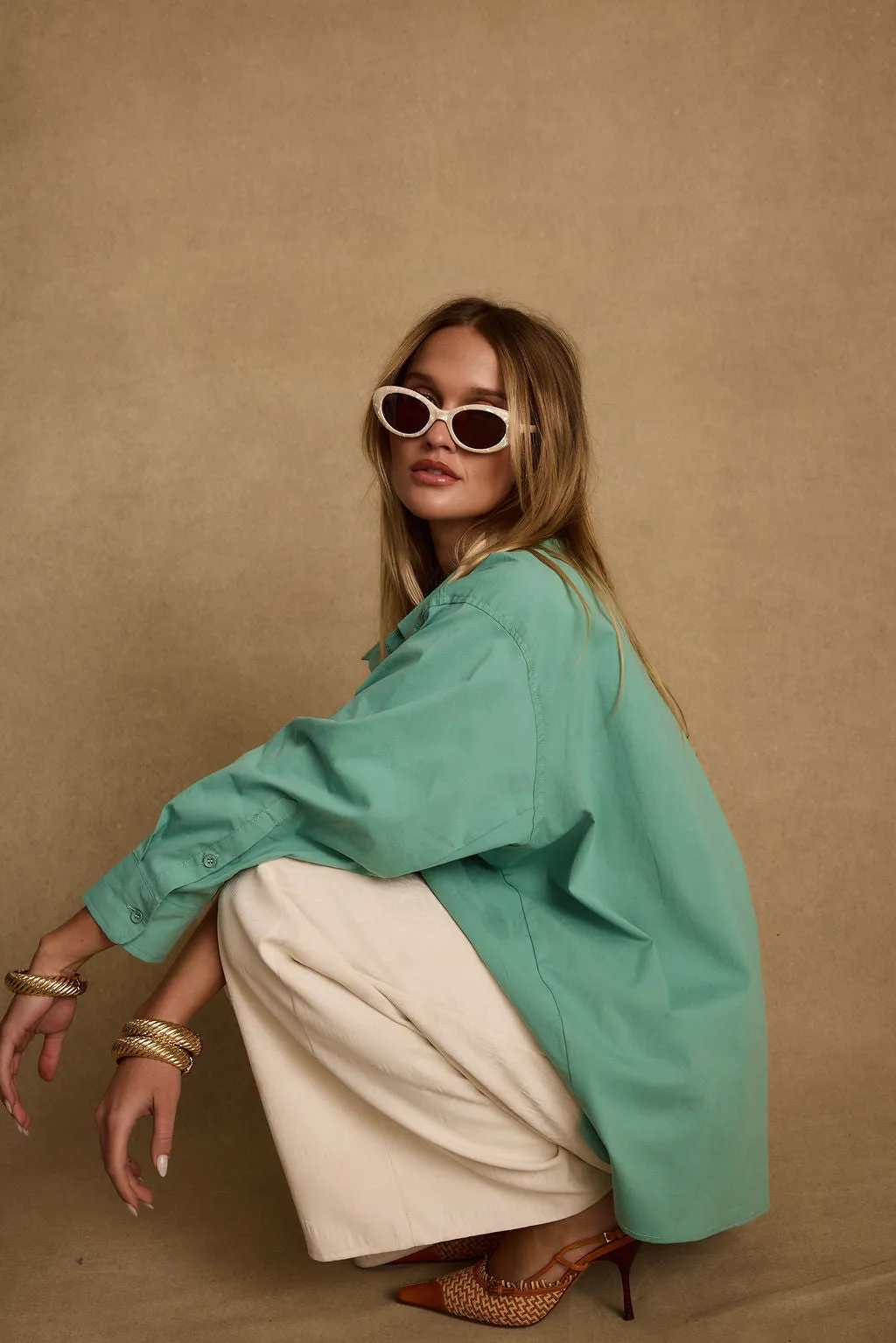 Vacanza Mint Button Up Top