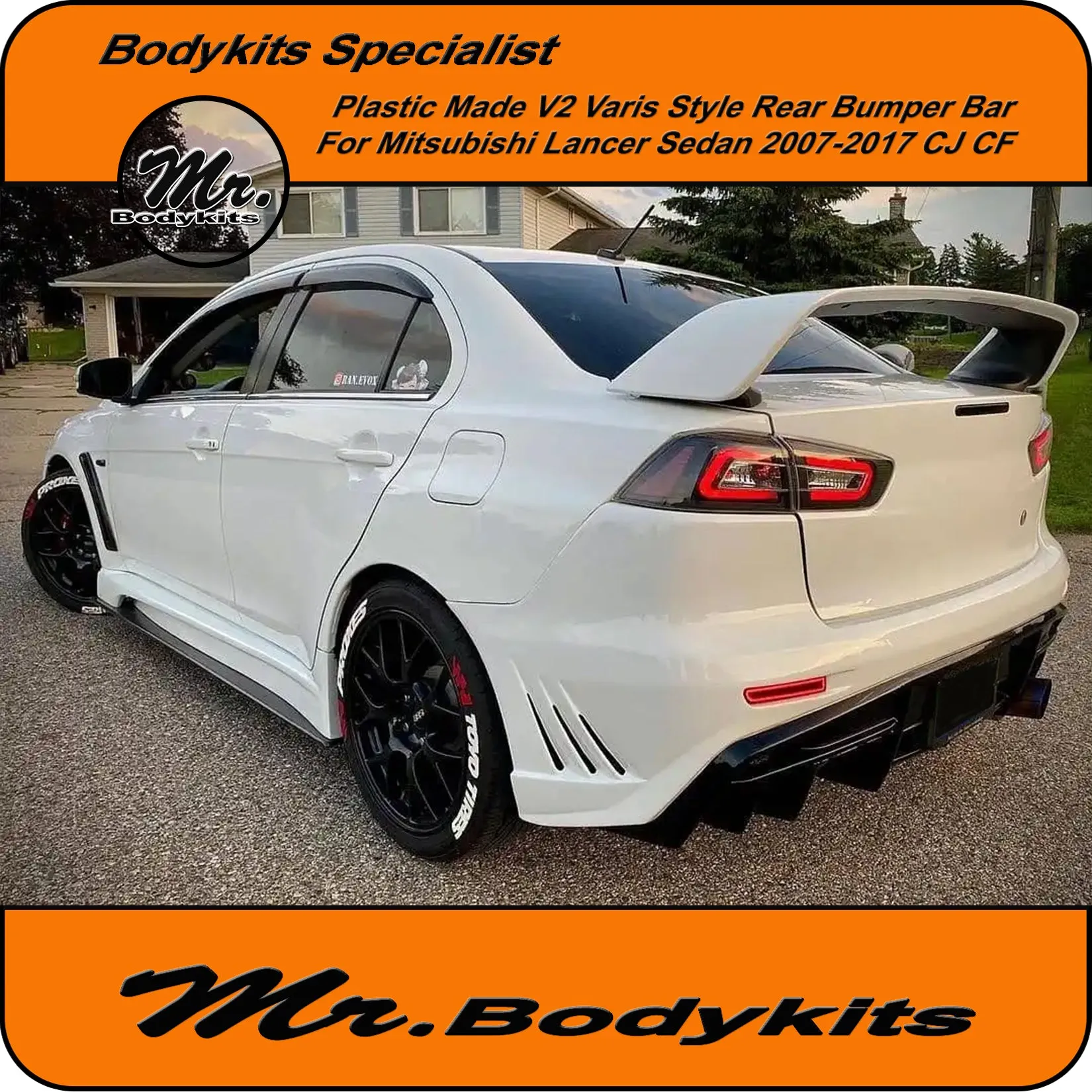 Varis V2 Style Rear Bumper For Mitsubishi Lancer Sedan 07-17 CJ / CF, Mr Bodykits