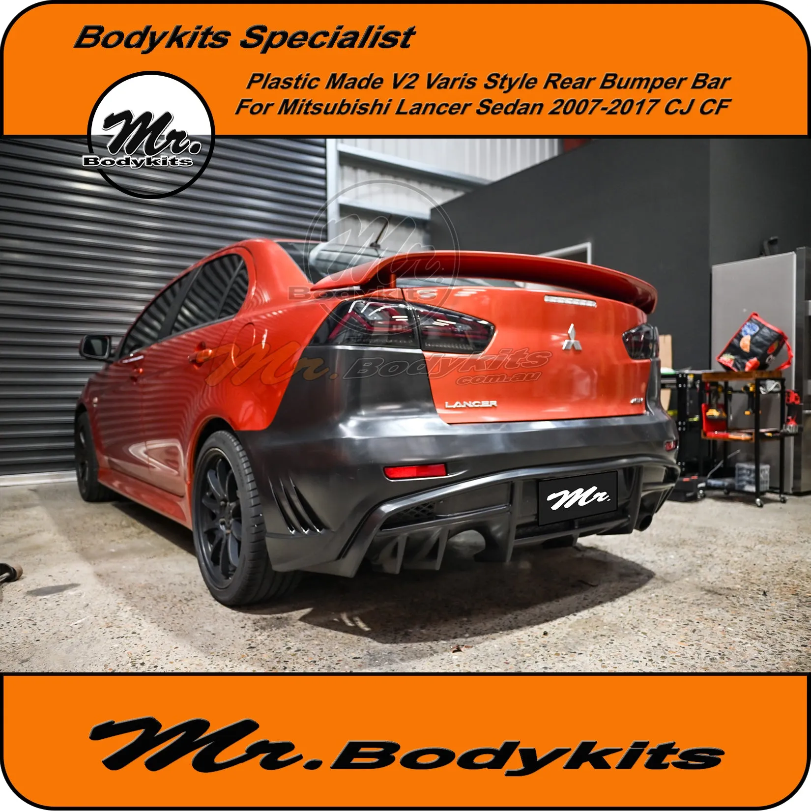 Varis V2 Style Rear Bumper For Mitsubishi Lancer Sedan 07-17 CJ / CF, Mr Bodykits