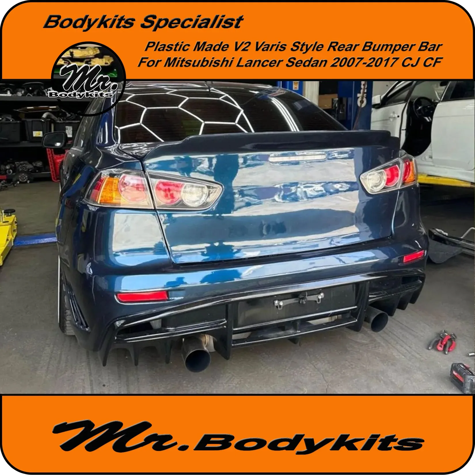 Varis V2 Style Rear Bumper For Mitsubishi Lancer Sedan 07-17 CJ / CF, Mr Bodykits
