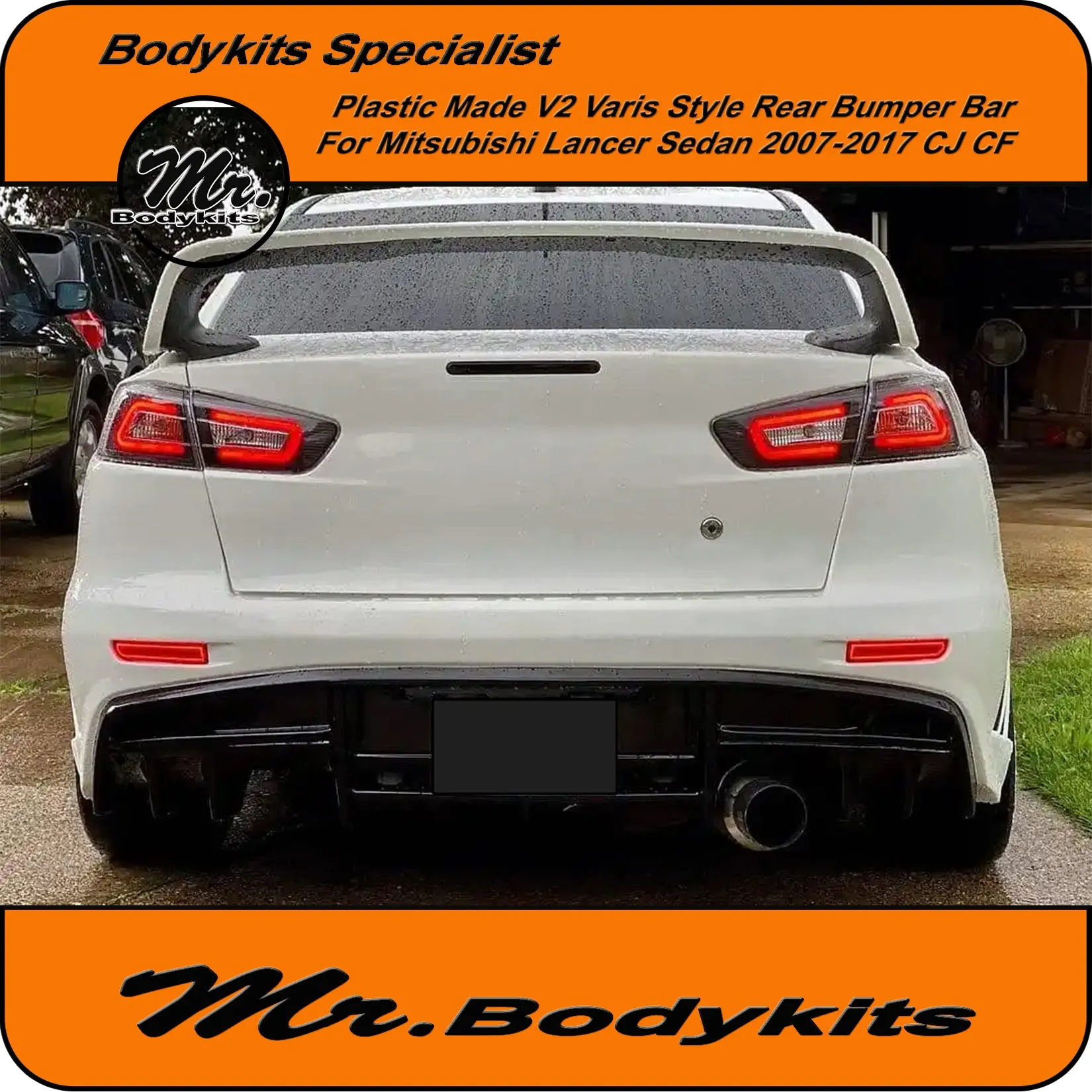 Varis V2 Style Rear Bumper For Mitsubishi Lancer Sedan 07-17 CJ / CF, Mr Bodykits