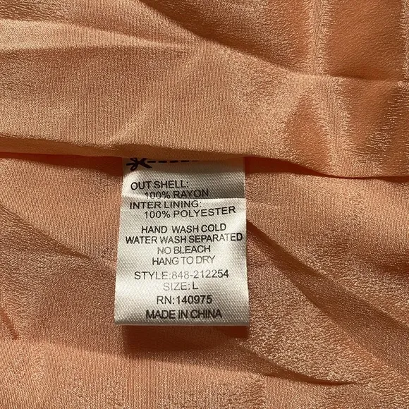 Verty Dress Sz L Peach Slit Sleeves Embroidered Collar Wrap Frt Flowy Coverup