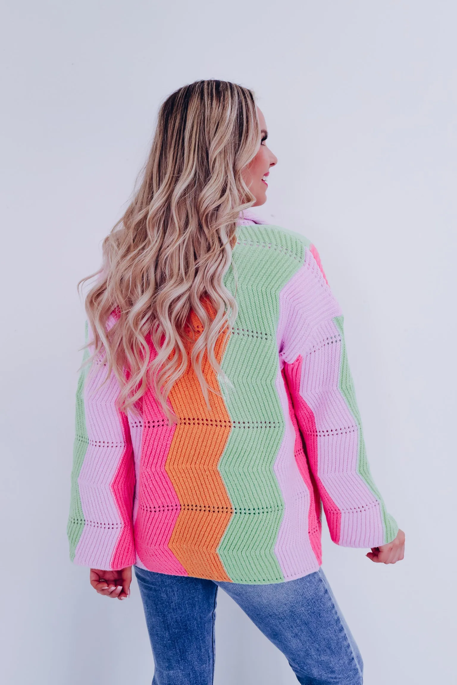 Whimsical Waves Knit Cardigan - Pastel/Multi