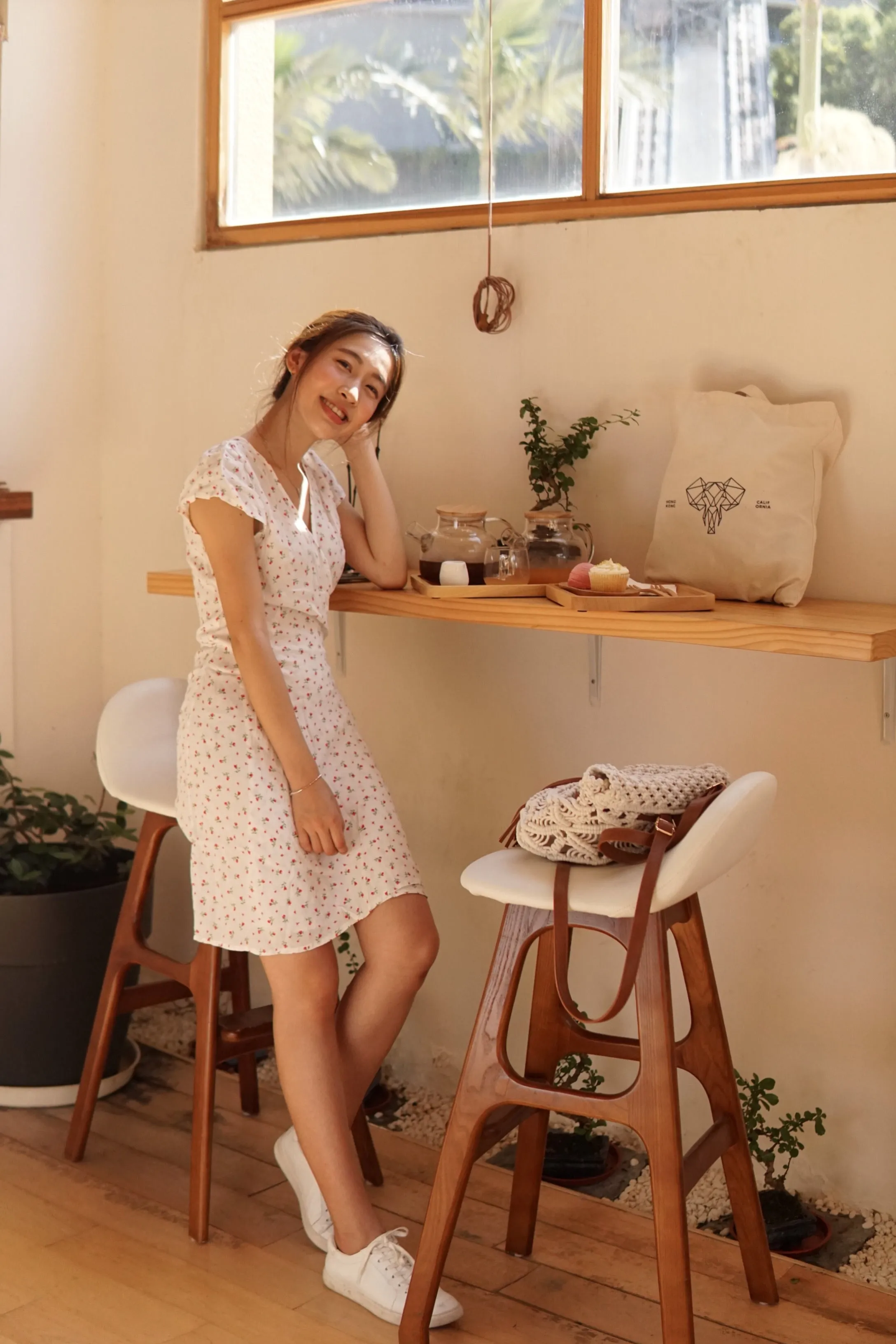 White Floral Wrap Dress