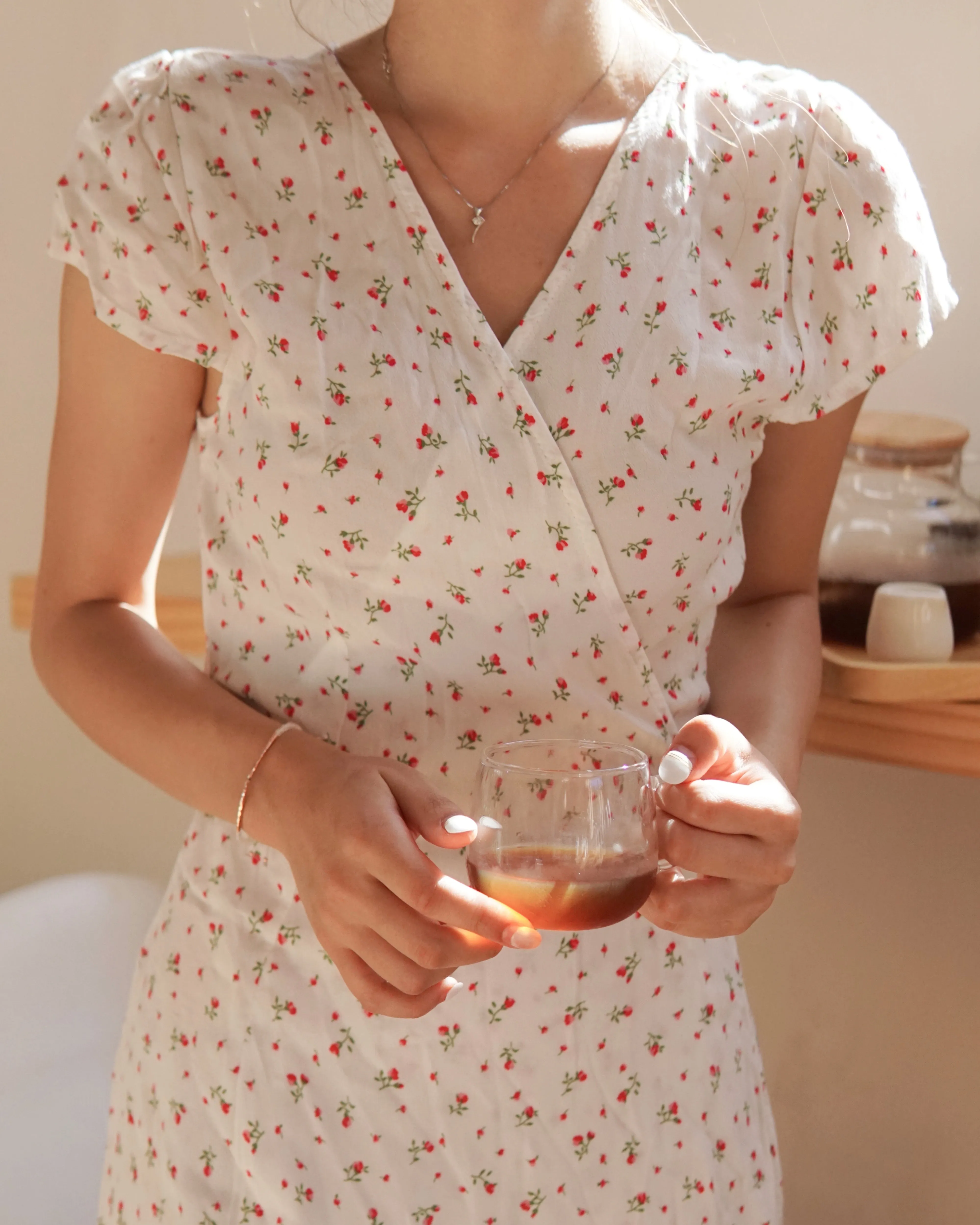 White Floral Wrap Dress
