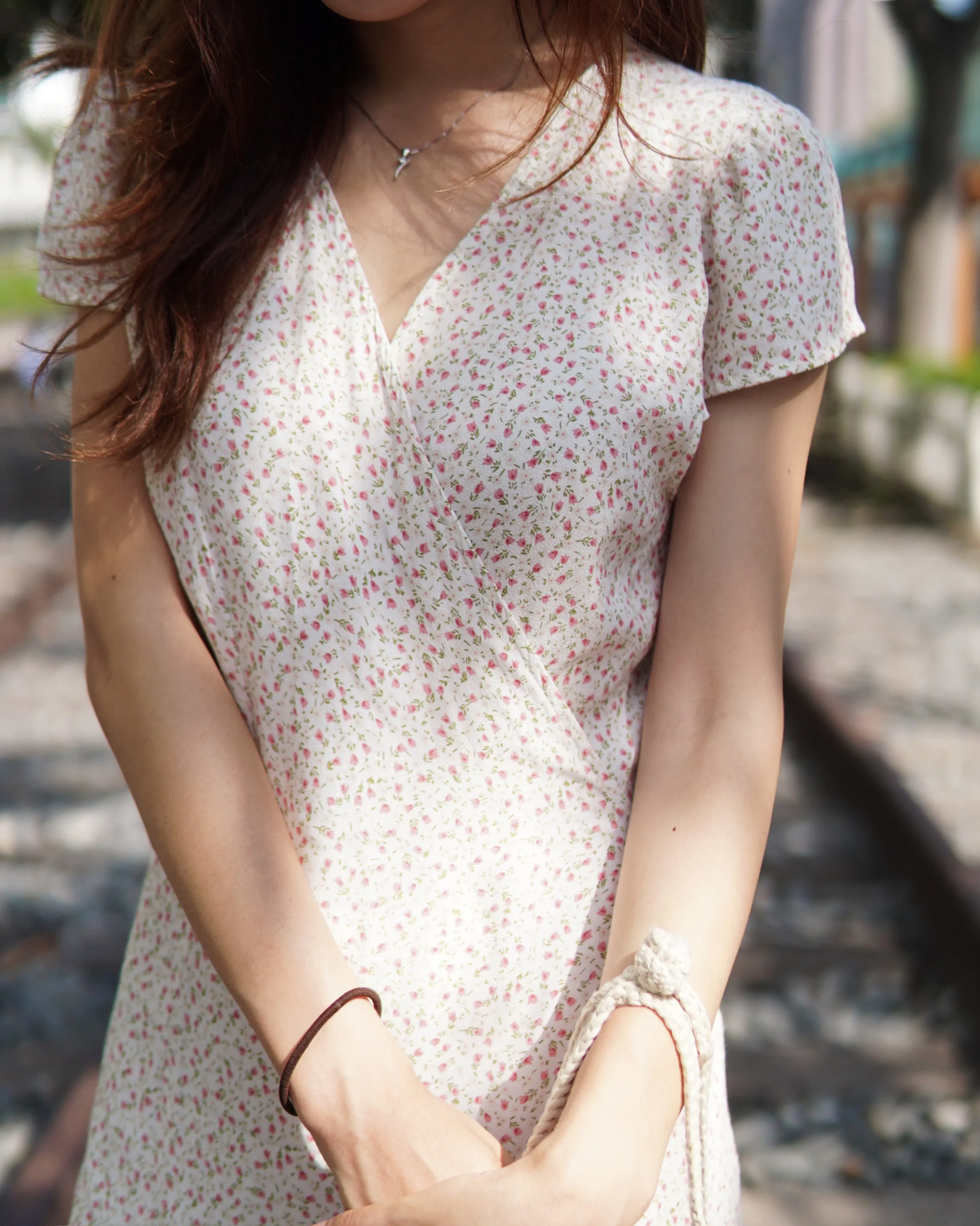 White Floral Wrap Dress