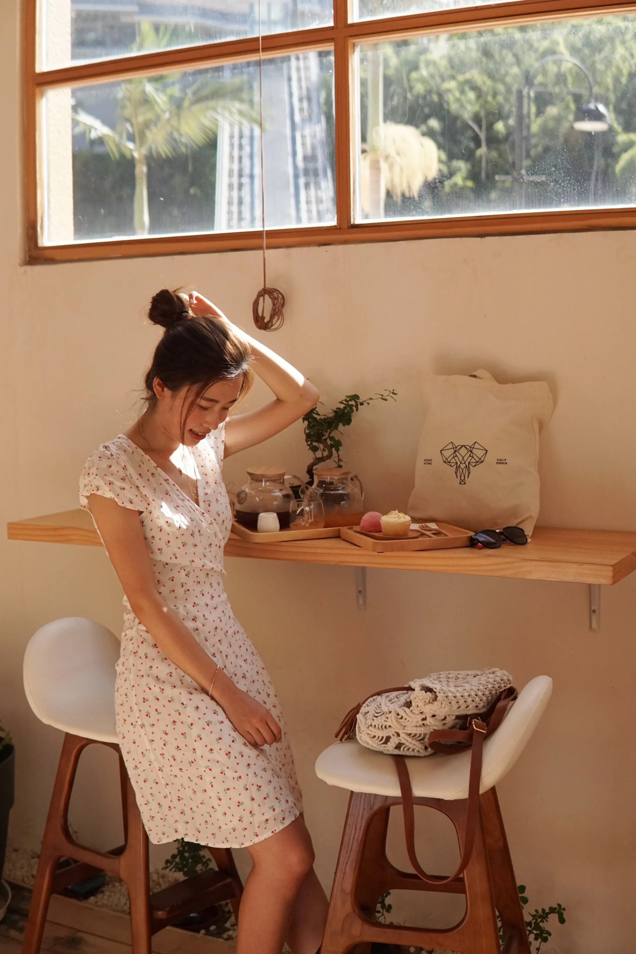 White Floral Wrap Dress