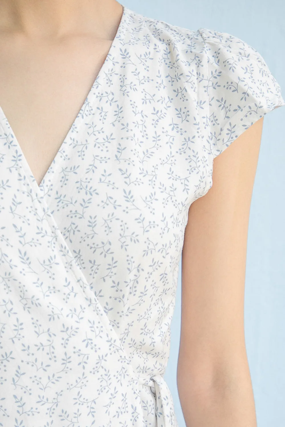 White Floral Wrap Dress