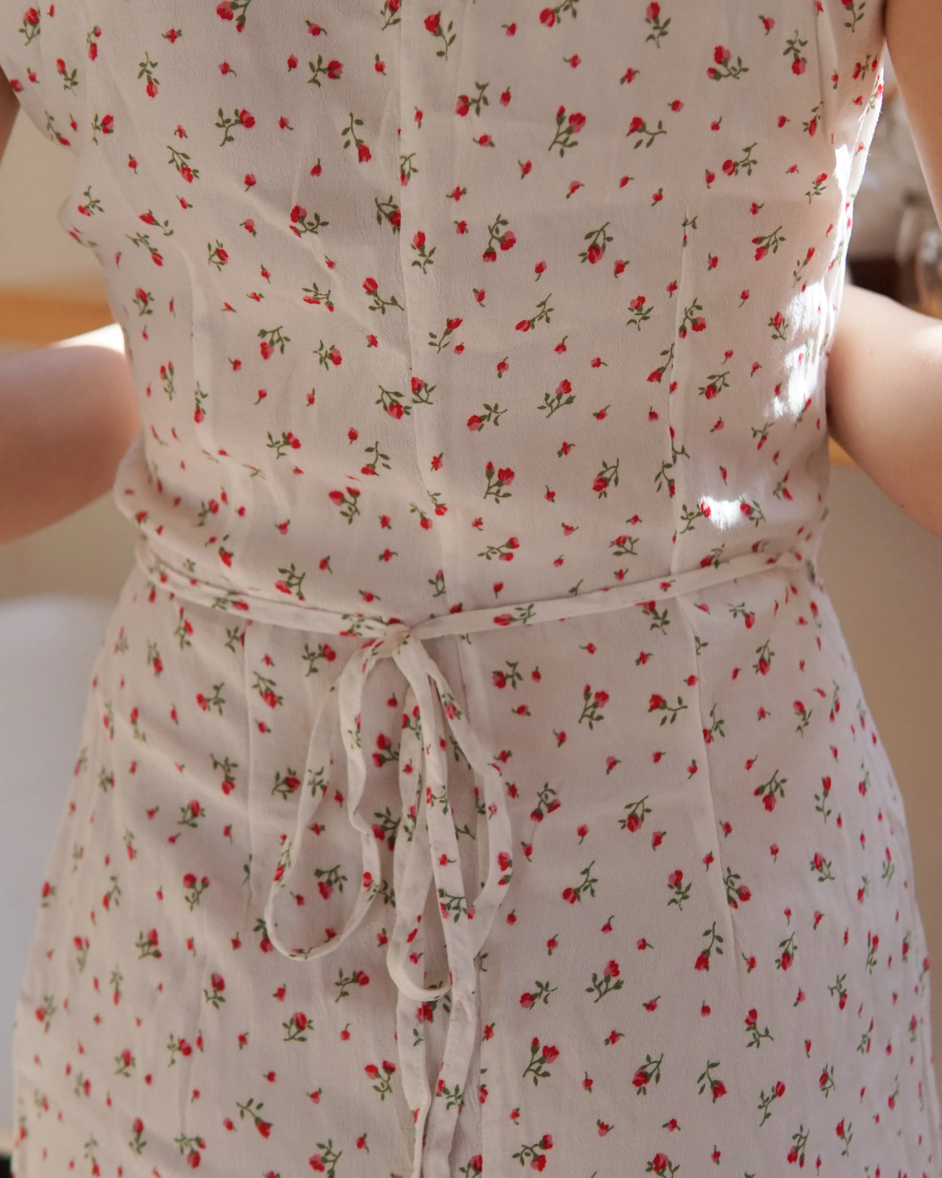 White Floral Wrap Dress