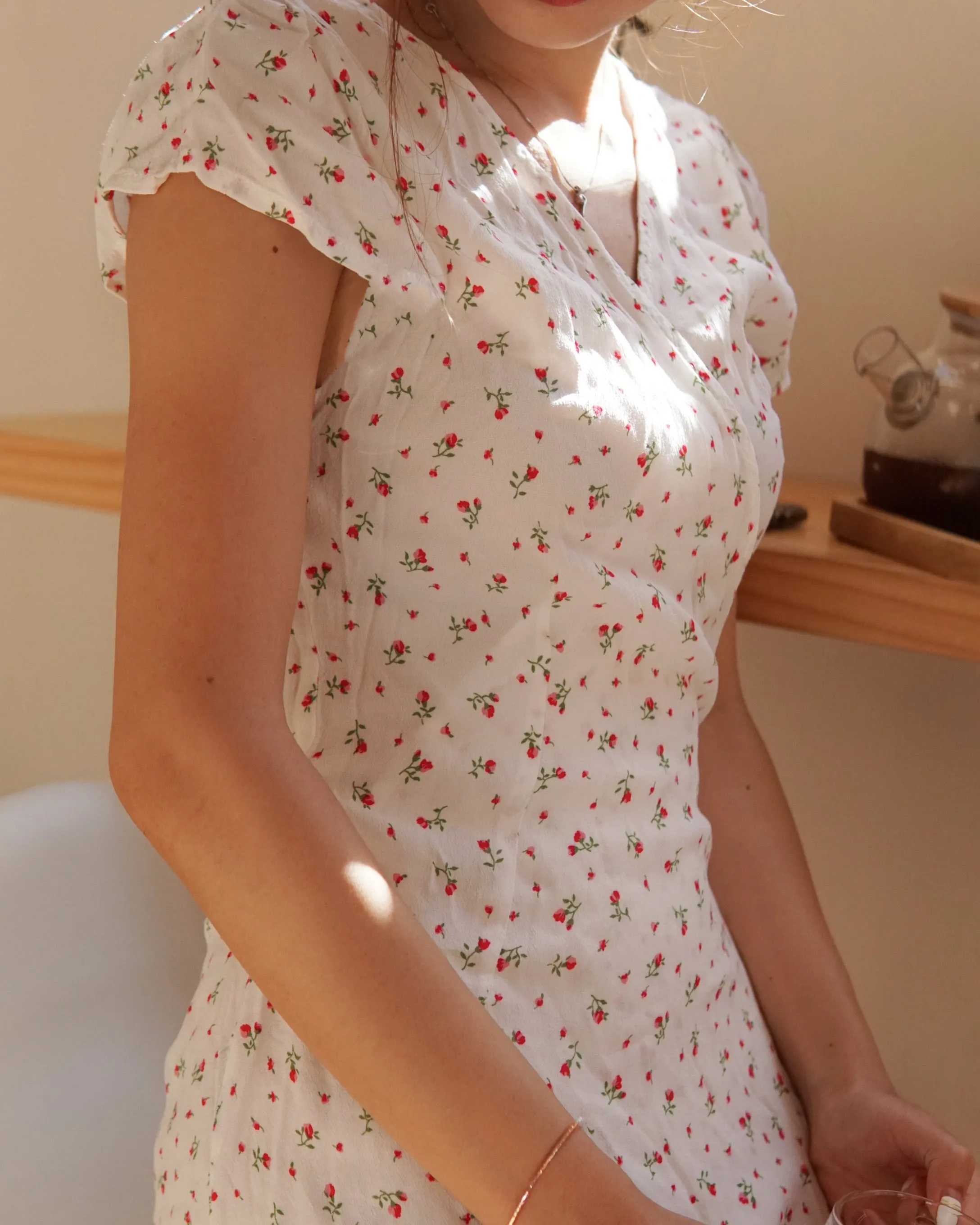 White Floral Wrap Dress