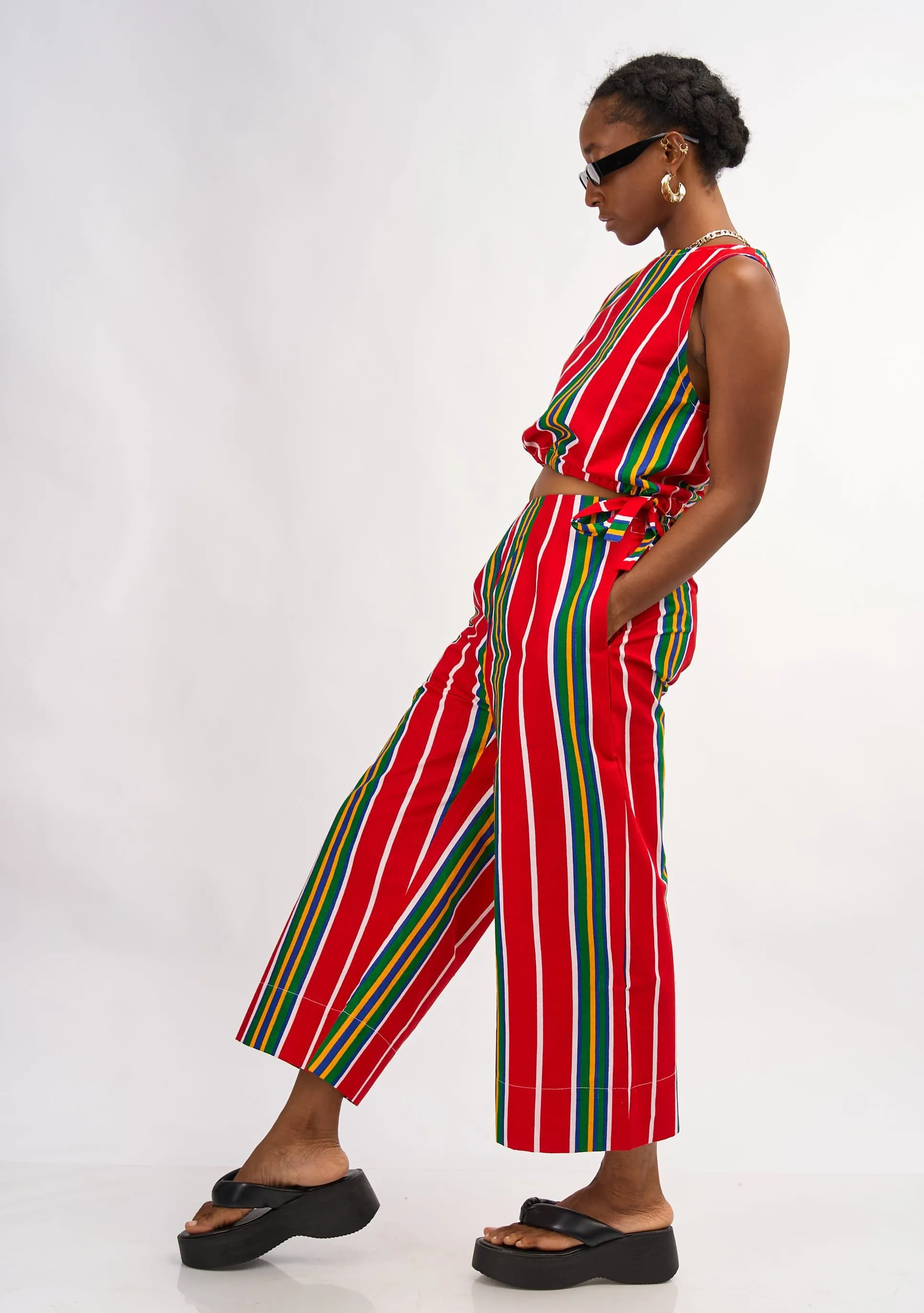 Wide Leg Pants - Red Lines