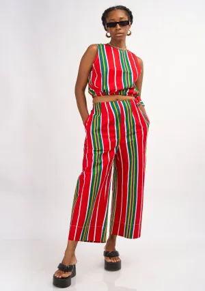 Wide Leg Pants - Red Lines