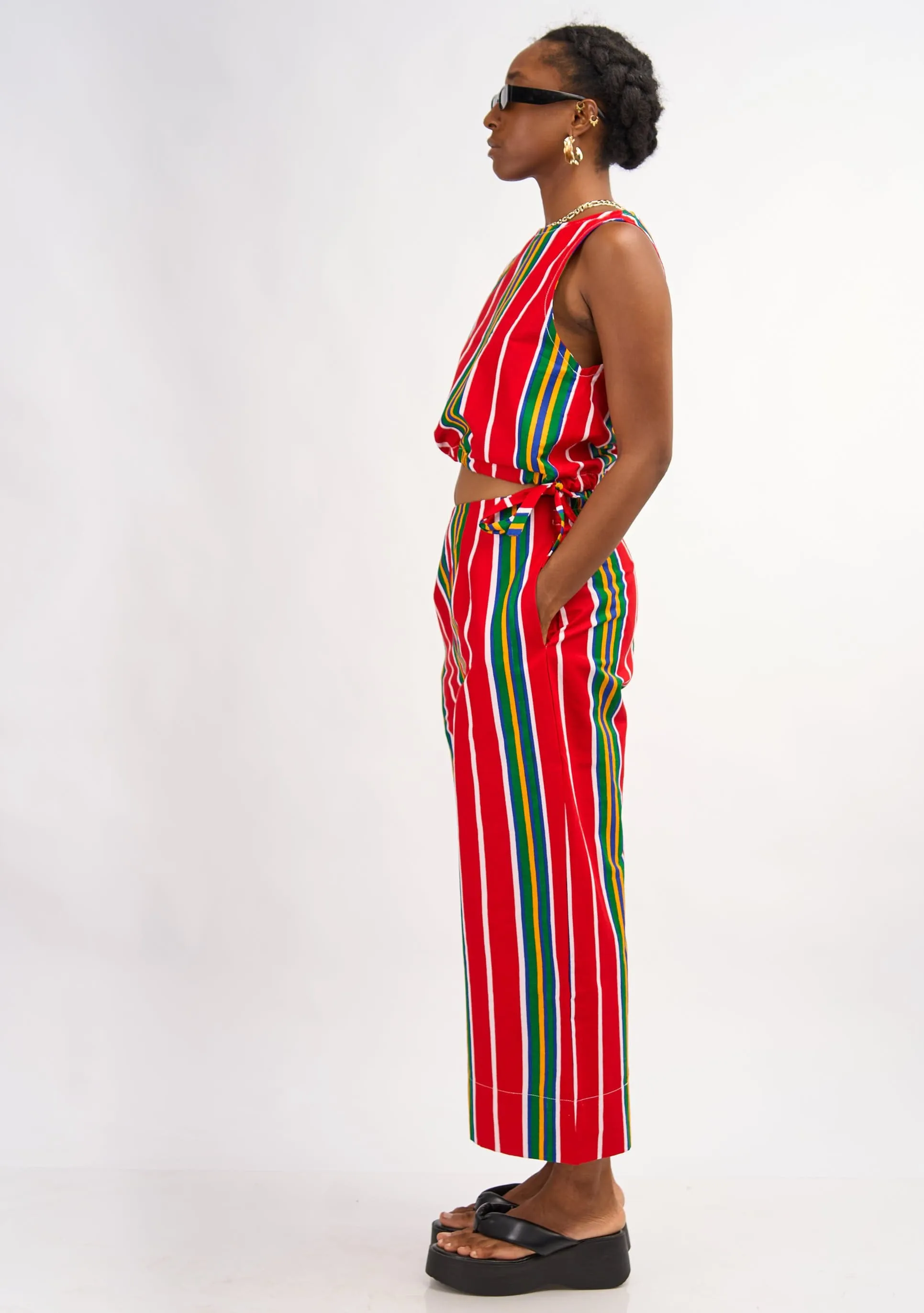 Wide Leg Pants - Red Lines