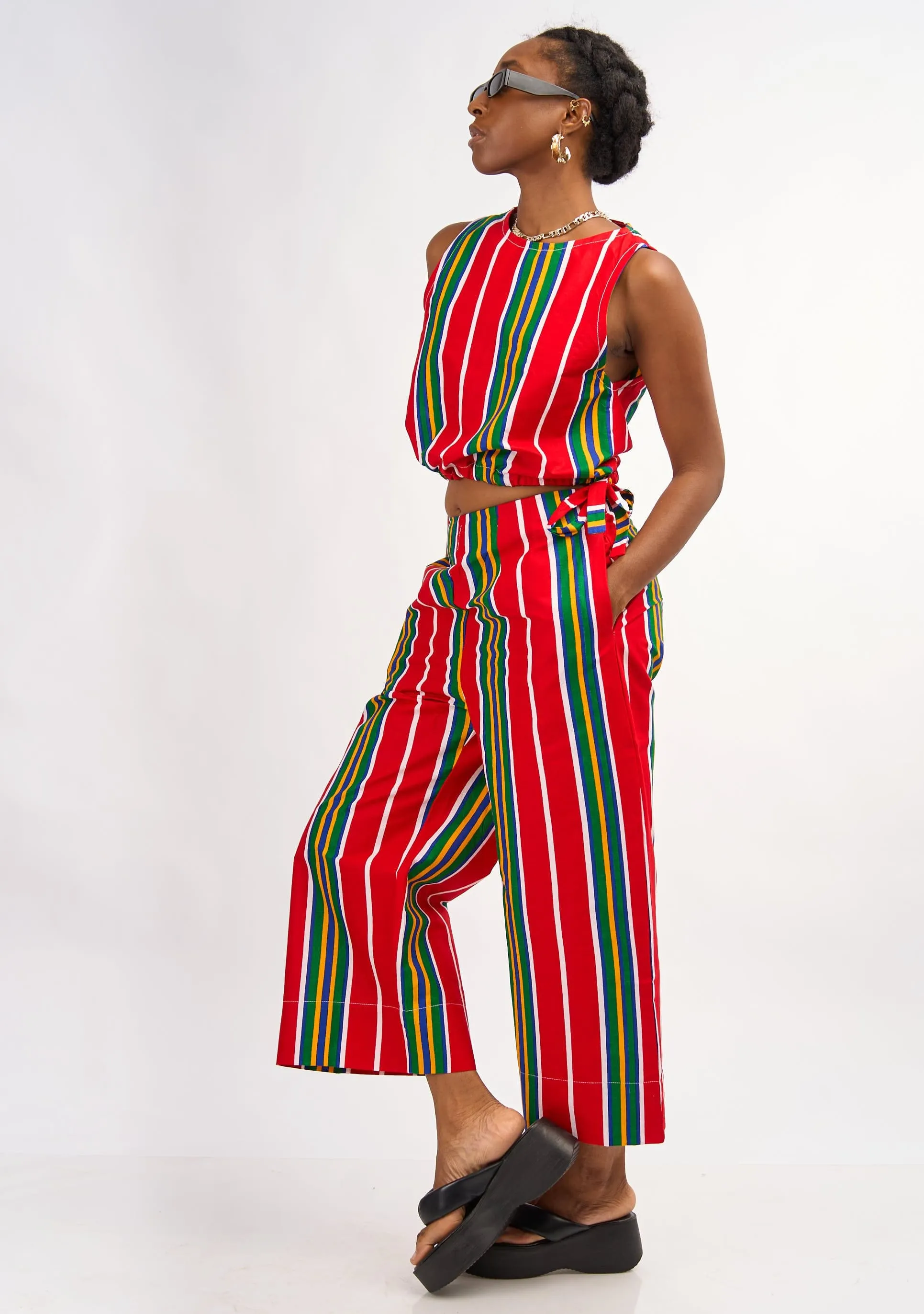 Wide Leg Pants - Red Lines