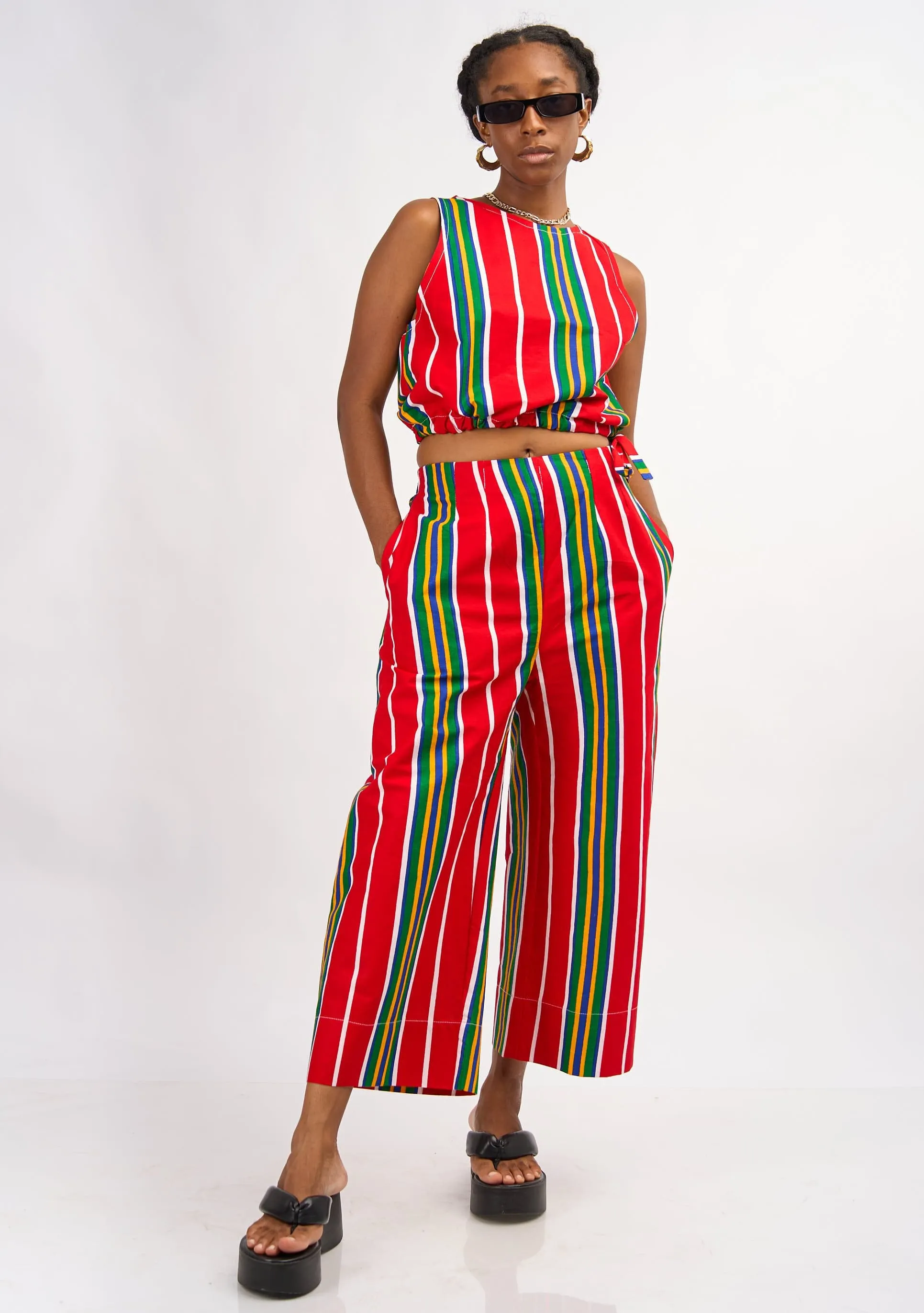 Wide Leg Pants - Red Lines