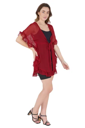 Wine Kaftan Swim Cover-Up Beach Dress