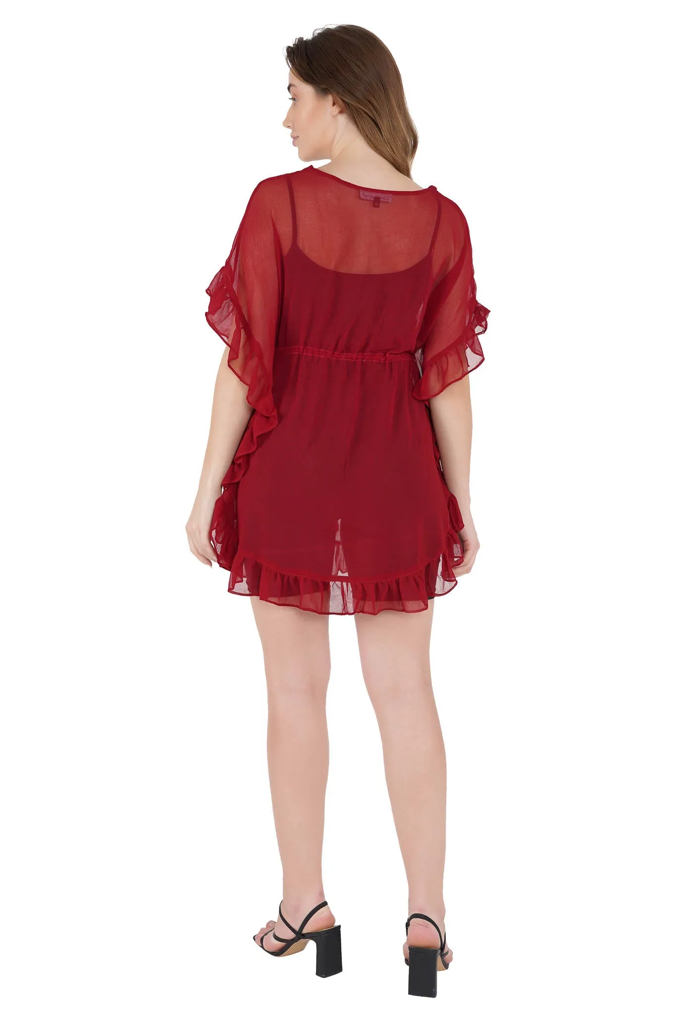 Wine Kaftan Swim Cover-Up Beach Dress