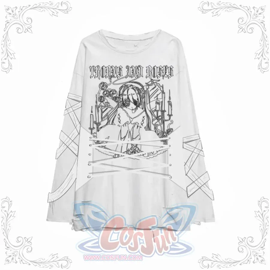 Winter Oversize Cotton Lace-up Long Sleeve Top