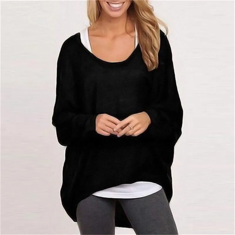 Women Batwing Long Sleeve Shirts Female Casual Loose Solid Tops Plus Size 9 Color