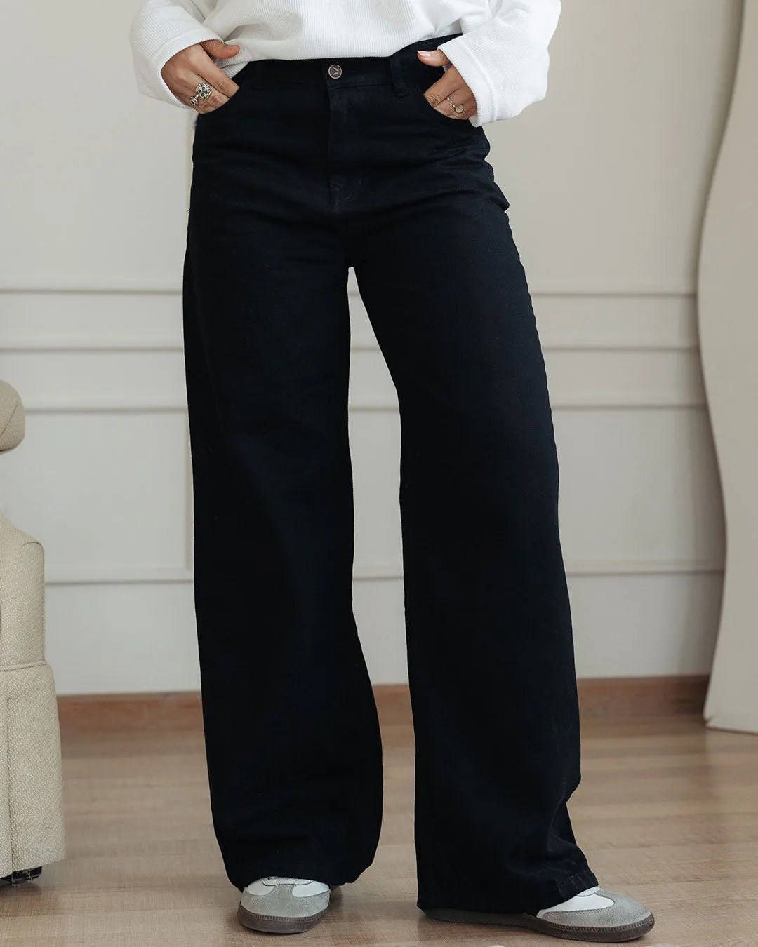 Women Gabardine Wide Leg Pants