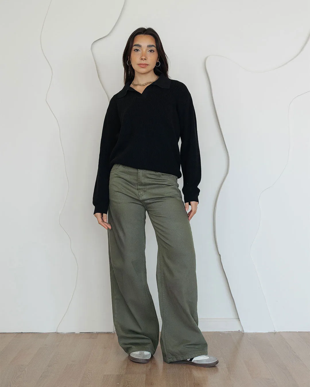 Women Gabardine Wide Leg Pants