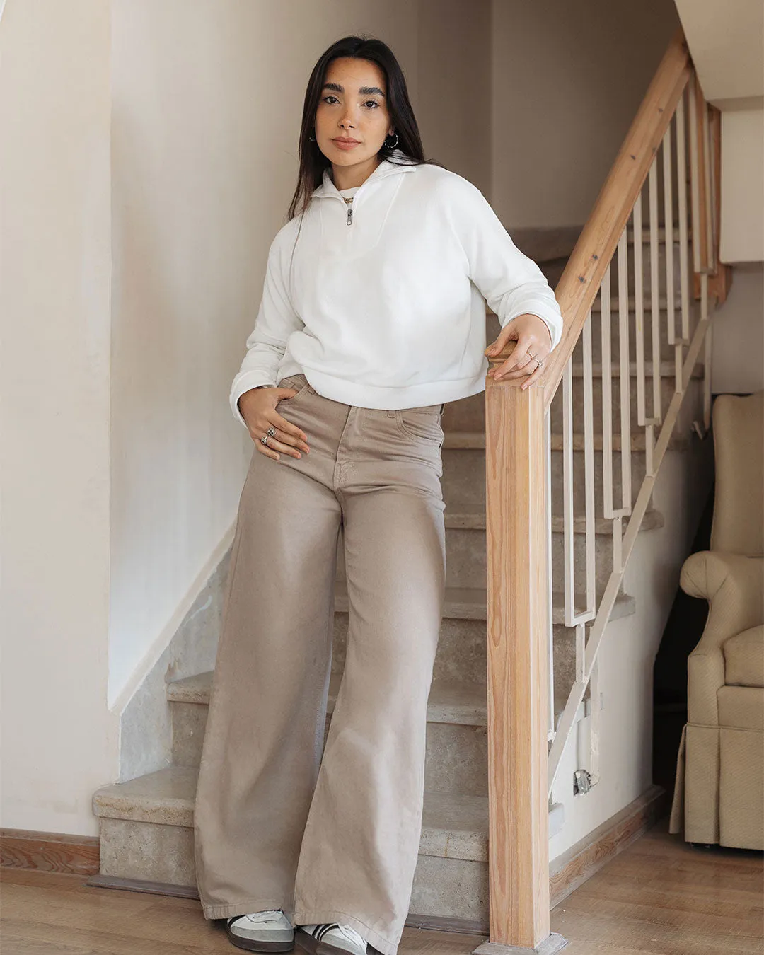 Women Gabardine Wide Leg Pants