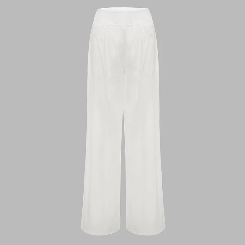 Women Wide Leg Pants High Waist Elastic Party Pants Casual Trousers Ladies Loose Long Pants Plus Size
