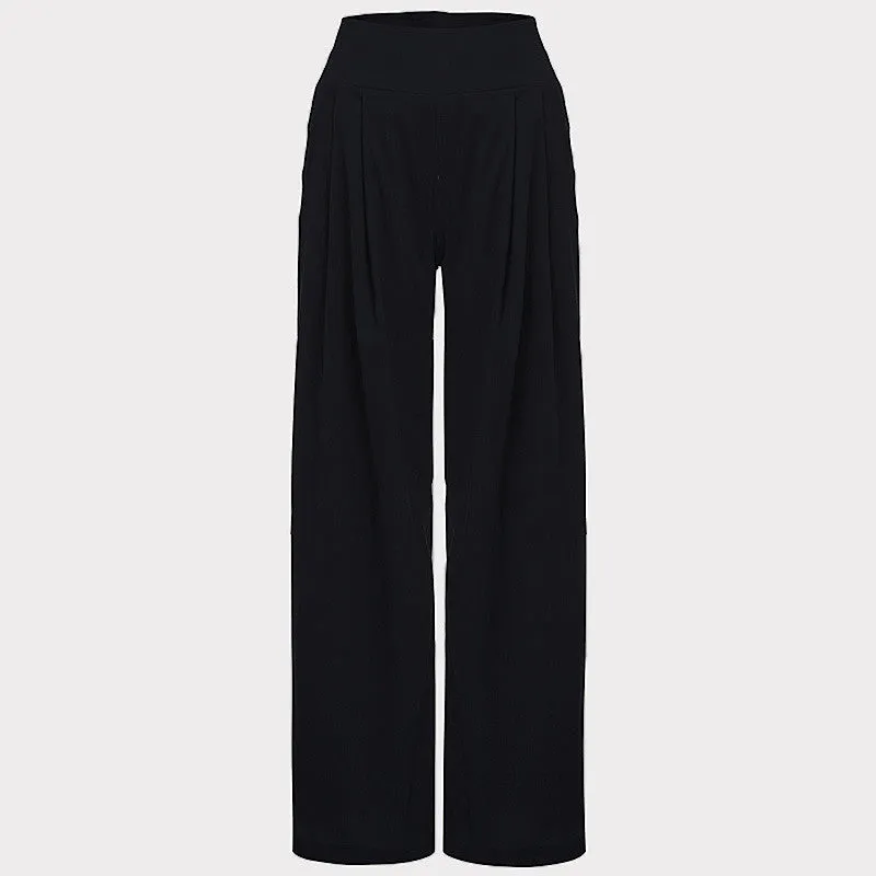 Women Wide Leg Pants High Waist Elastic Party Pants Casual Trousers Ladies Loose Long Pants Plus Size