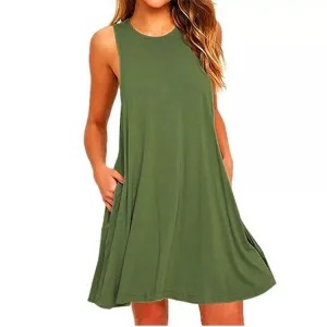 Women's Casual Swing T-Shirt Dress with Pockets