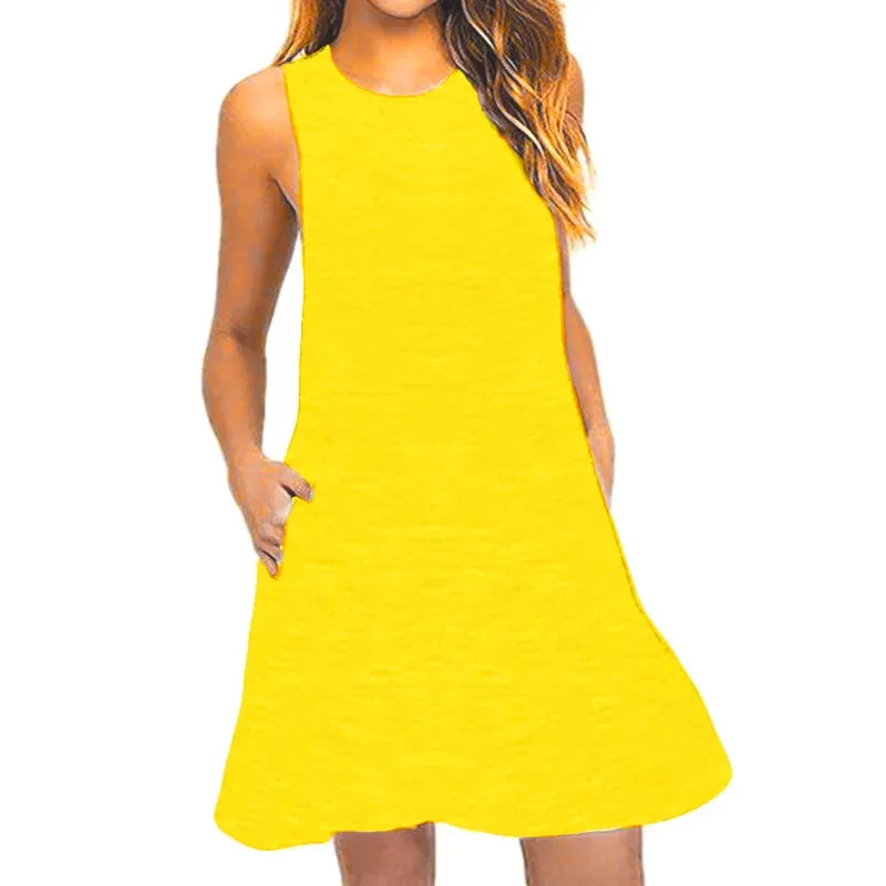 Women's Casual Swing T-Shirt Dress with Pockets