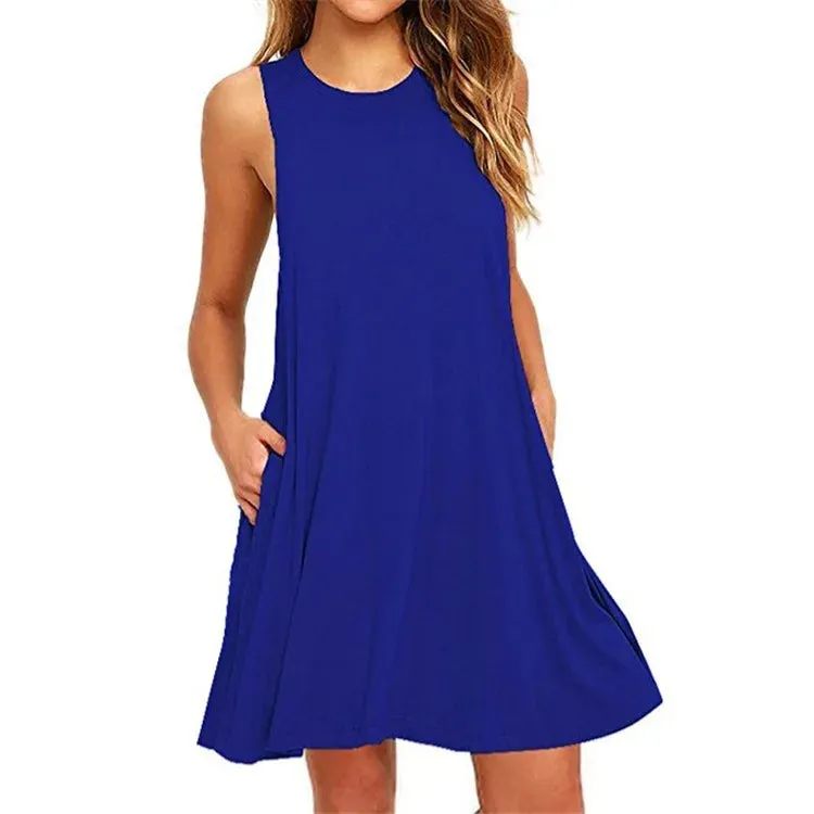 Women's Casual Swing T-Shirt Dress with Pockets