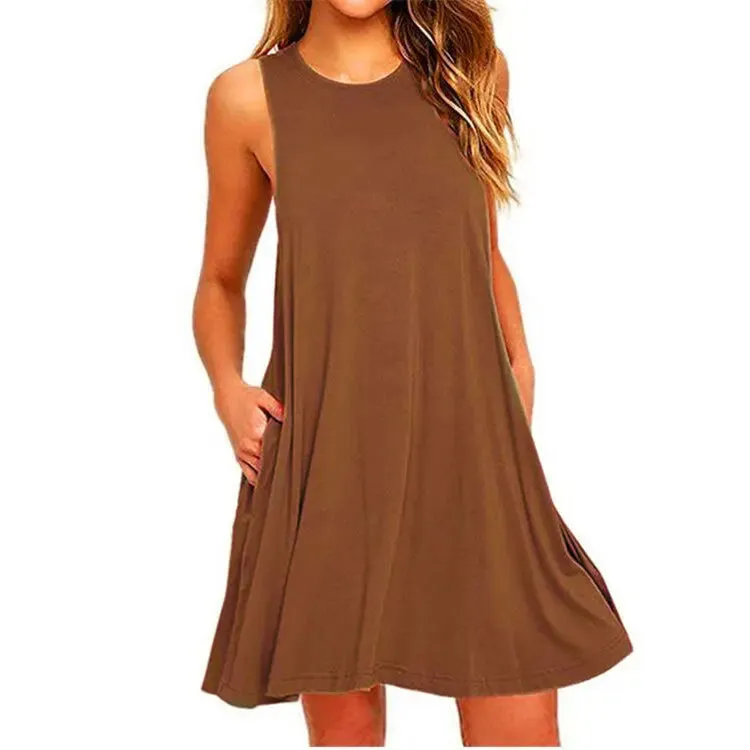 Women's Casual Swing T-Shirt Dress with Pockets