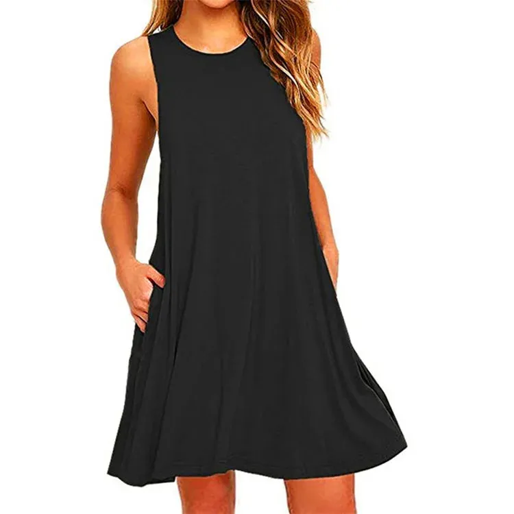 Women's Casual Swing T-Shirt Dress with Pockets