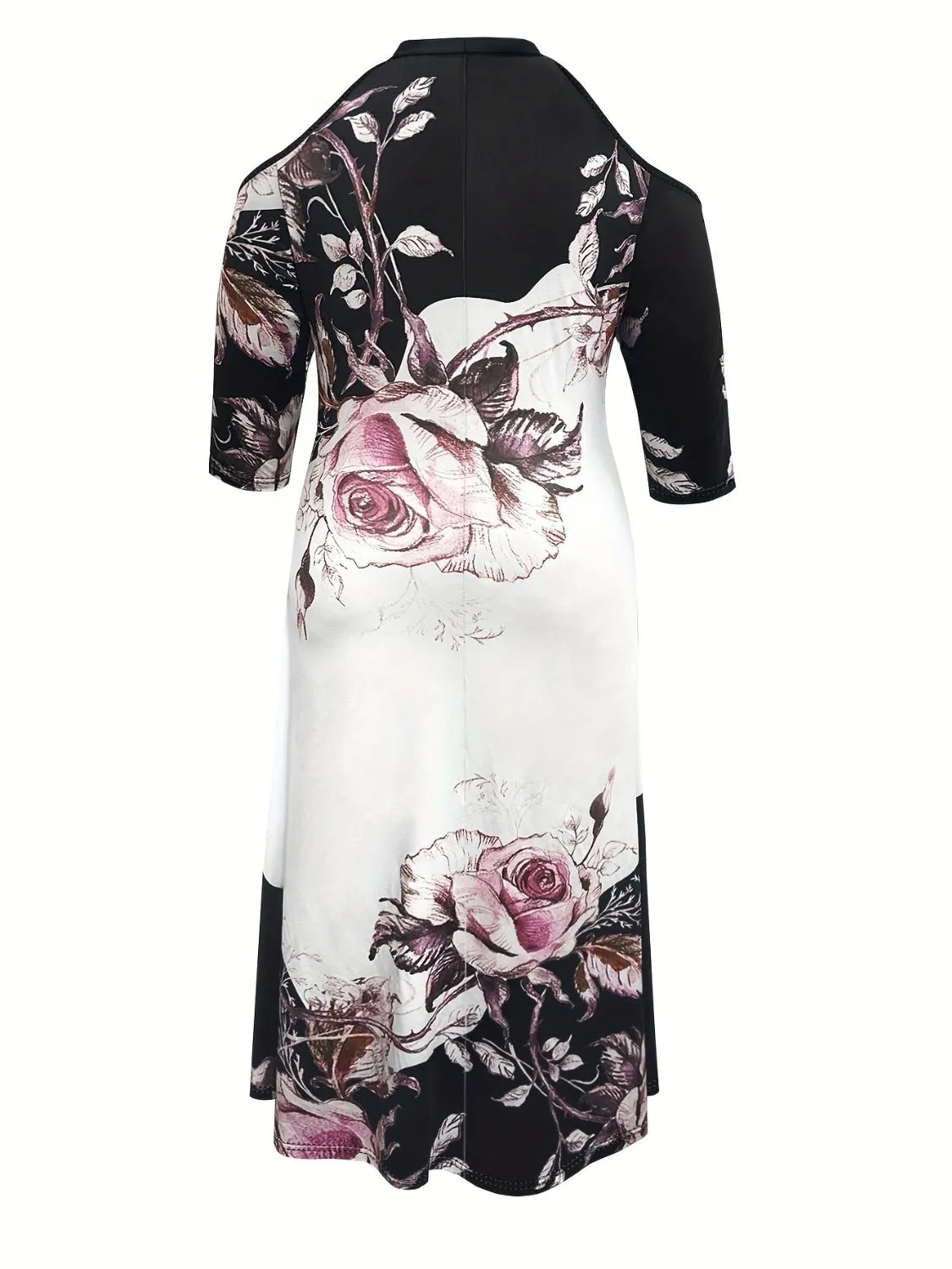 Women's Floral Plus Size Cutout Cold Shoulder Maxi Dress