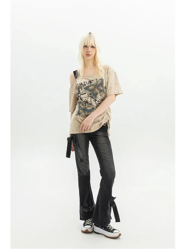 Women's Gothic Bow Flare Jeans