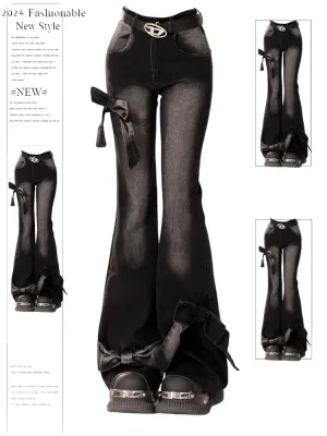 Women's Gothic Bow Flare Jeans