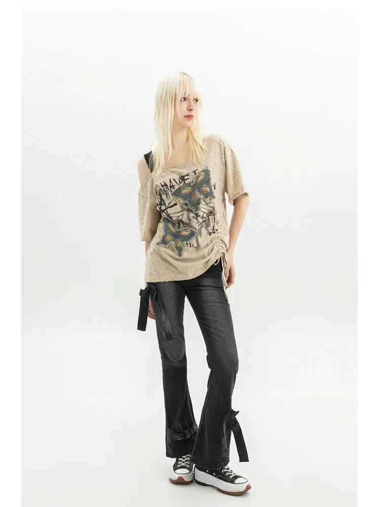 Women's Gothic Bow Flare Jeans