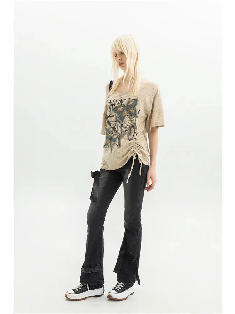 Women's Gothic Bow Flare Jeans