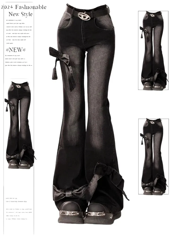 Women's Gothic Bow Flare Jeans