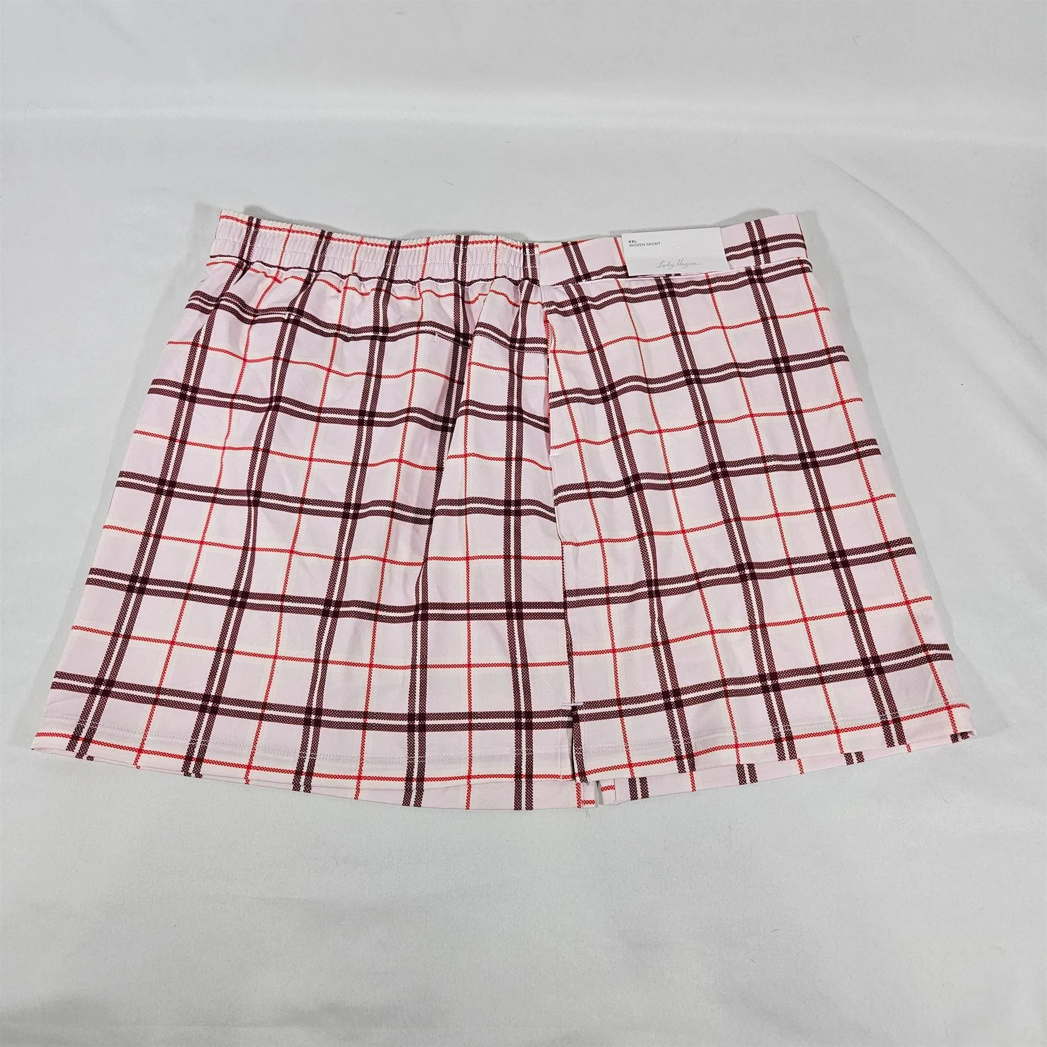 Women's Lady Hagen Clubhouse 16" Woven Skort Pink Plaid - XXL