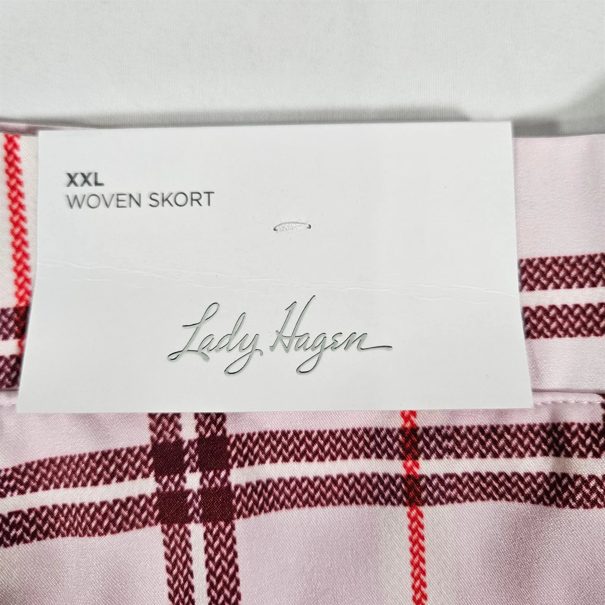 Women's Lady Hagen Clubhouse 16" Woven Skort Pink Plaid - XXL