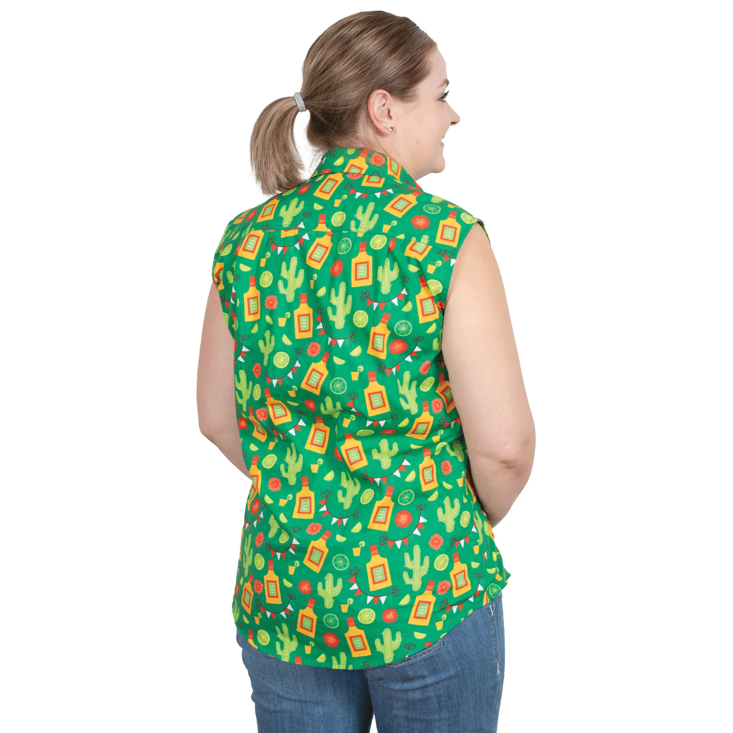 Women's Lilly Half Button Sleeveless Print Workshirt