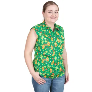 Women's Lilly Half Button Sleeveless Print Workshirt