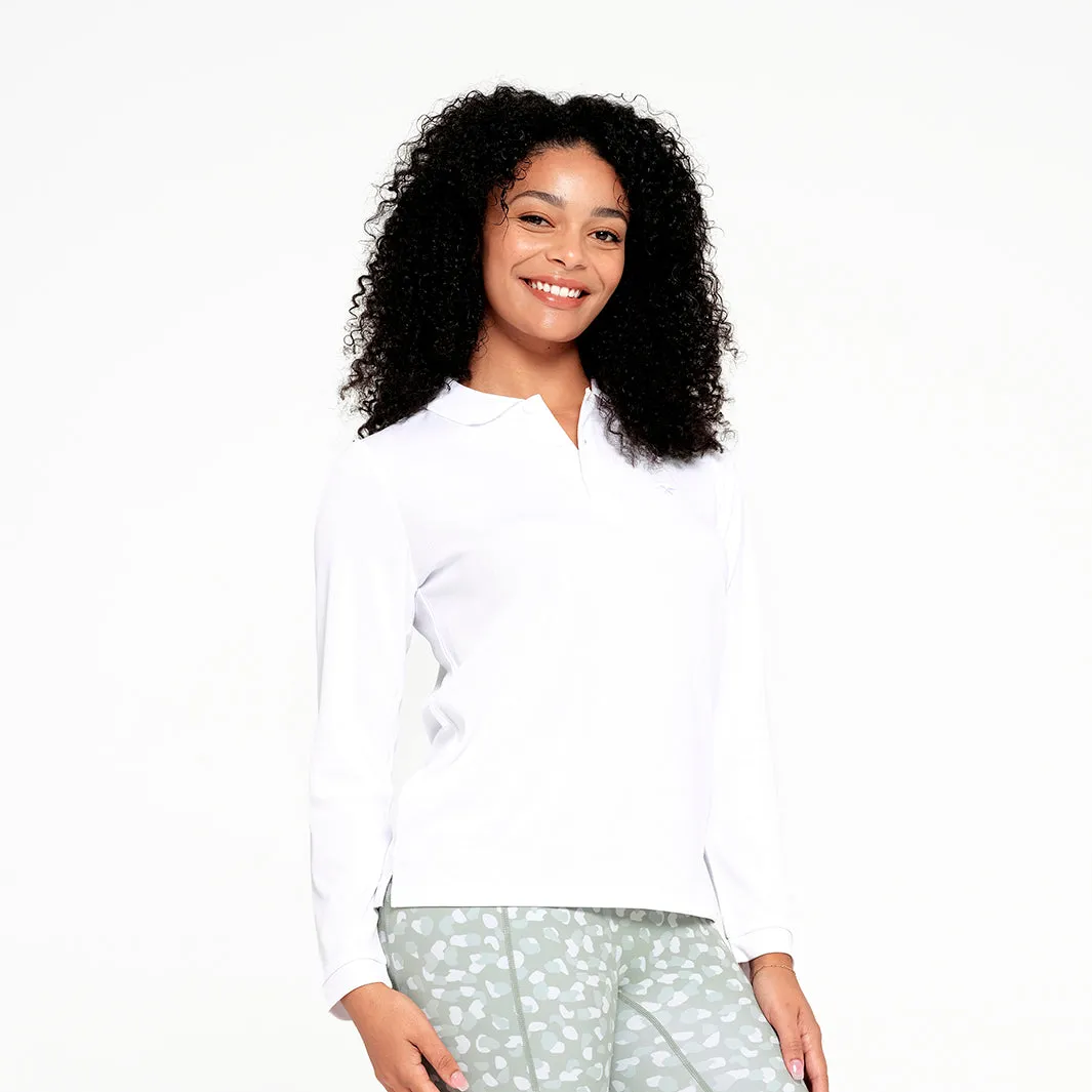 Womens Long Sleeve Polo - White
