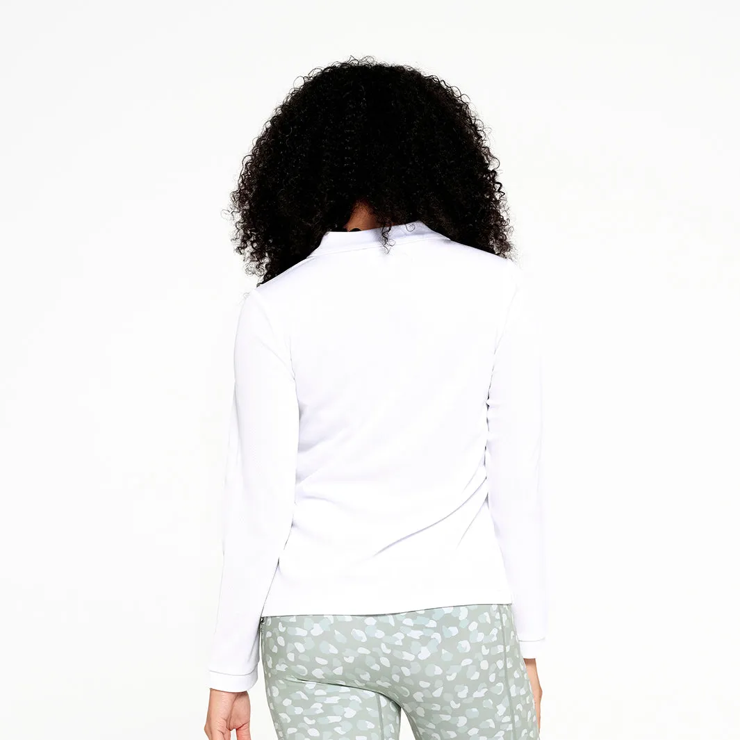 Womens Long Sleeve Polo - White