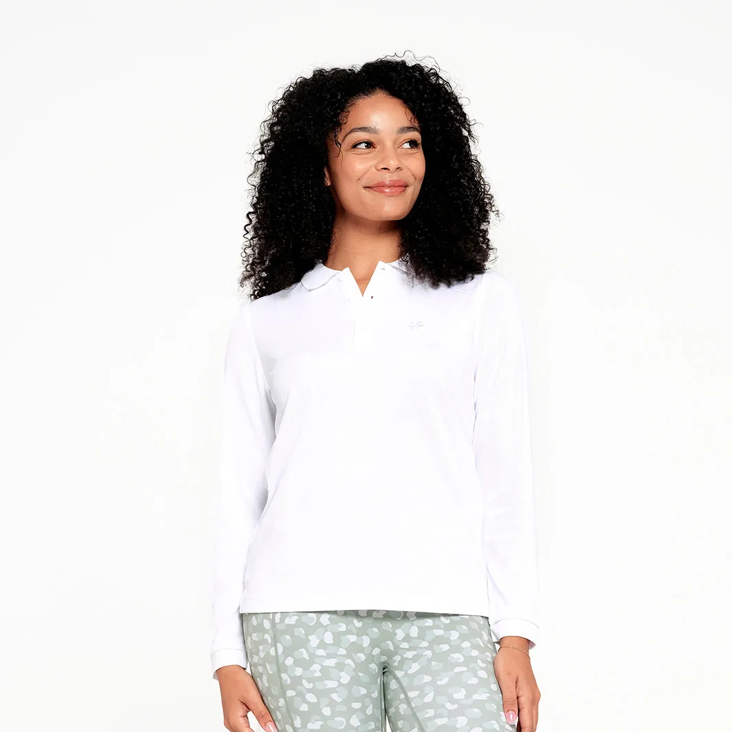 Womens Long Sleeve Polo - White