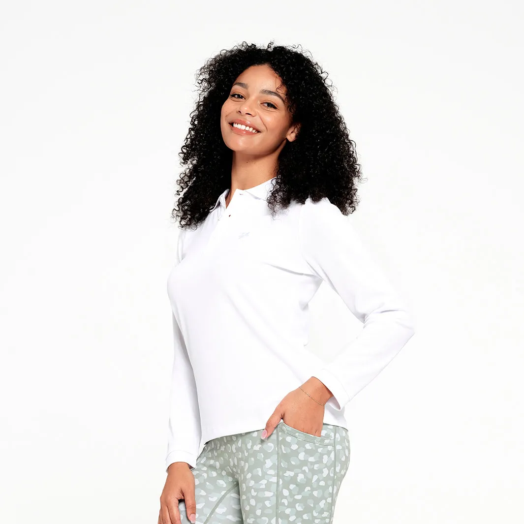 Womens Long Sleeve Polo - White