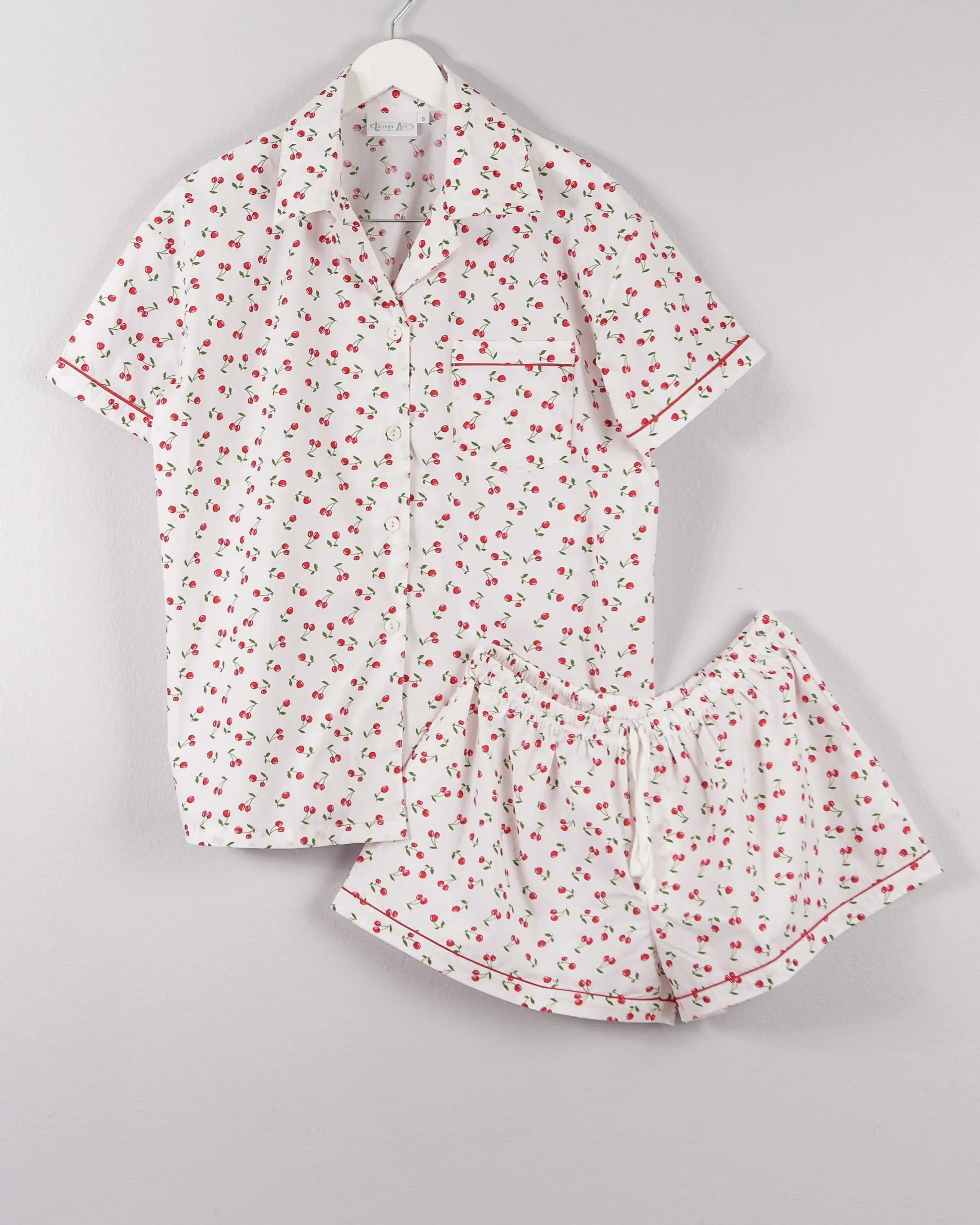 Women's Short Sleeve Pajama Set in Cherry Print