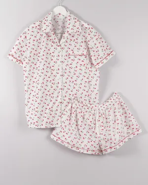 Women's Short Sleeve Pajama Set in Cherry Print