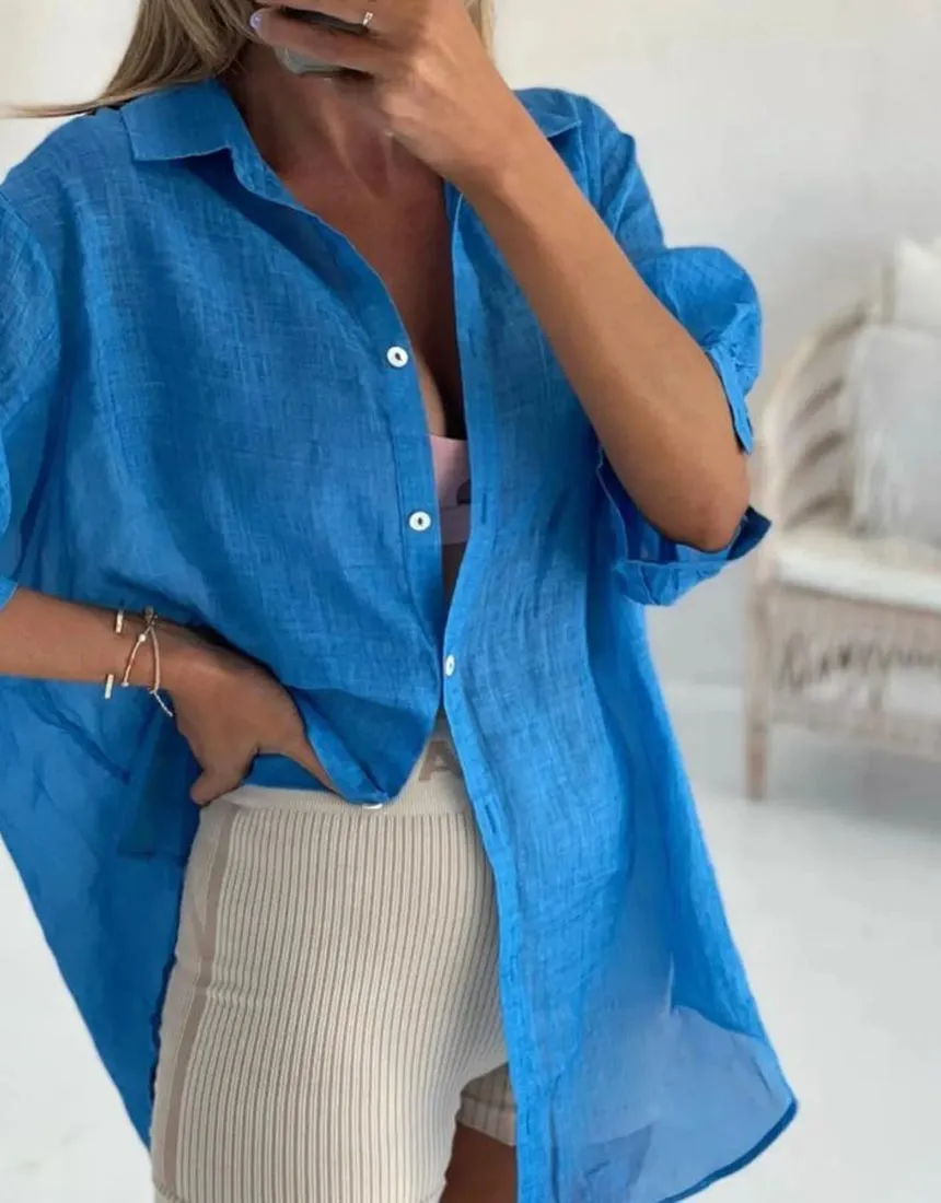Worthier Athena Shirt - Cobalt Blue